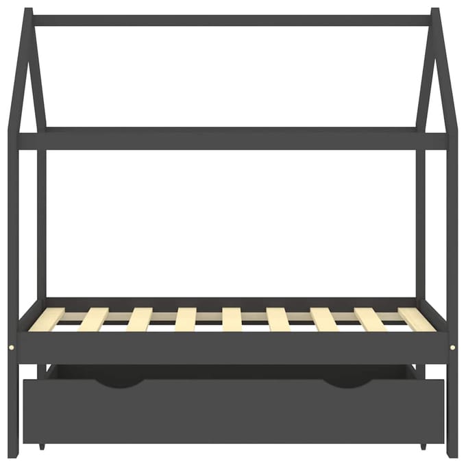 vidaXL - Kinderbedframe - met - lade - grenenhout - donkergrijs - 70x140 - cm