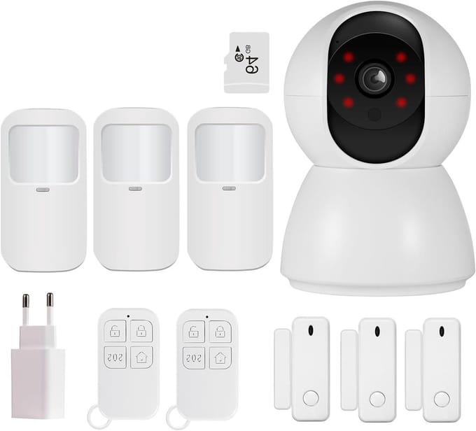 Home Security System - Camera Alarm - Huis Beveiligen - Inclusief Sirene - 10x10x10 cm - Wit