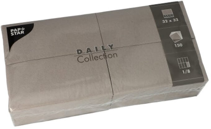 150 Servetten DAILY Collection 1/8 vouw 32 cm x 32 cm grijs