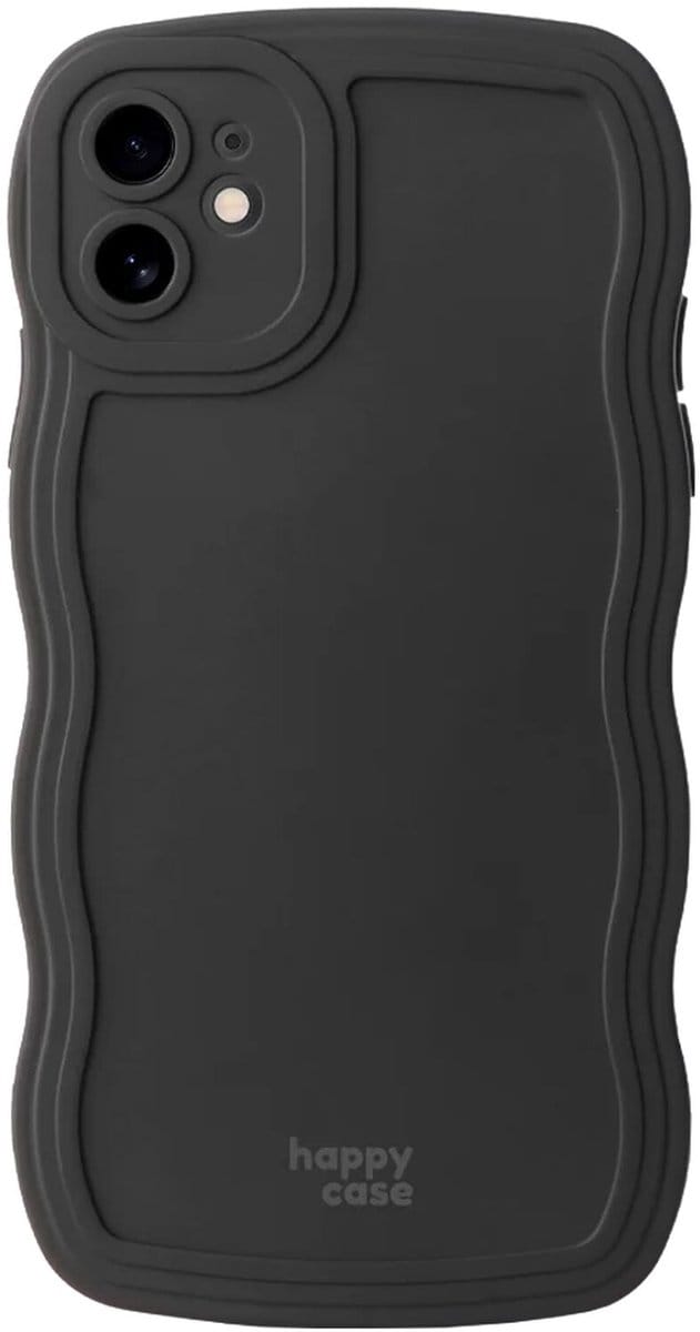 HappyCase Wavy | Hoesje Geschikt voor Apple iPhone 12 | TPU Back Cover | Zwart