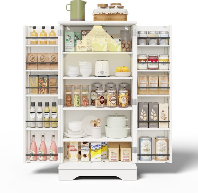 Wit MDF Dubbeldeurs Opbergkast Keuken Woonkamer 60×40×120cm