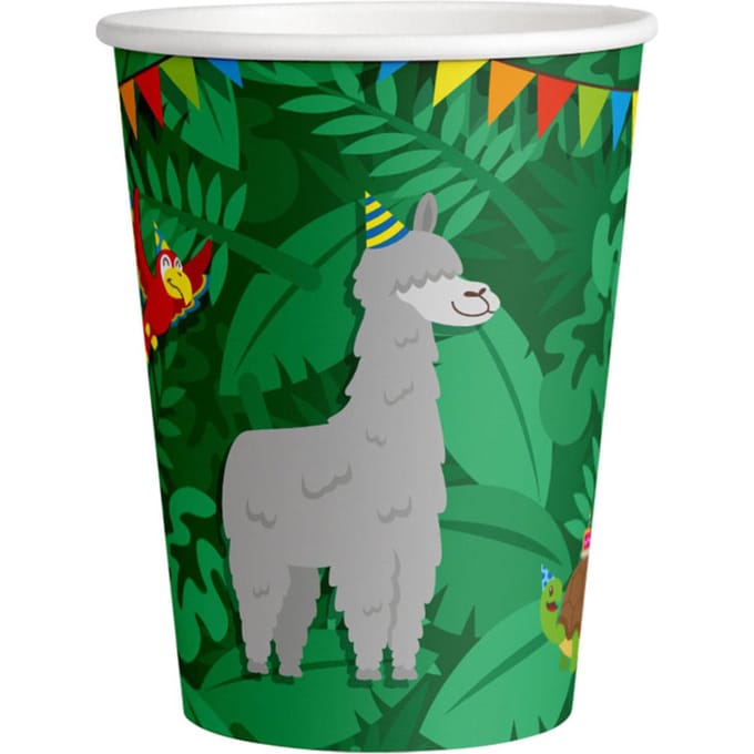 Papieren drinkbekers | 8 stuks | Kleur: Groen | Thema: Jungle