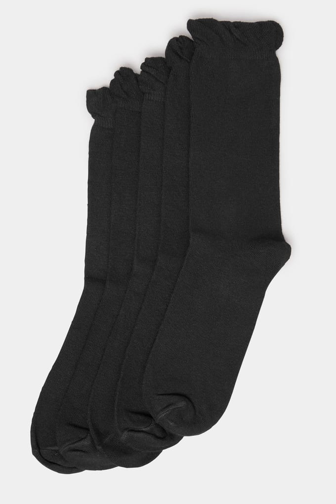 Yours 5Pack Zwarte Enkelsokken Met Ruches Aan De Zoom Size 37-40
