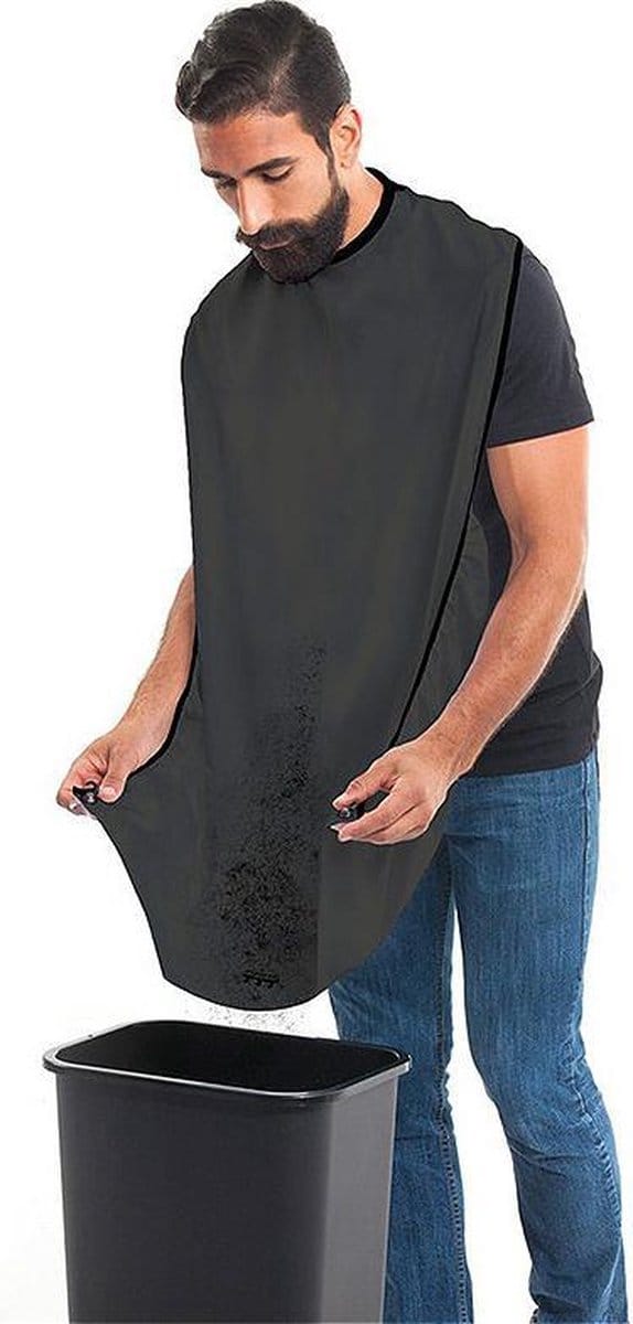 Baard schort - baard cape - inclusief 2 zuignappen - Lichtgewicht - Zwart