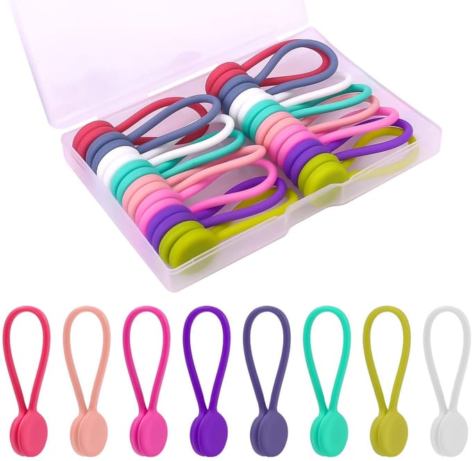 Dailygoods - 16 Stuks Magnetische Kabelbinders voor Kabelbeheer