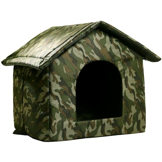 Buitenkattenhuis, zwerfkattenhuis, binnen- en buitengebruik, wind- en regenbescherming, hoge kwaliteit M gray