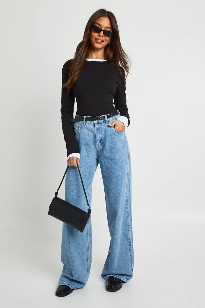 boohoo Dames Langmouwen getailleerde longtop | Zwart | Maat: 44