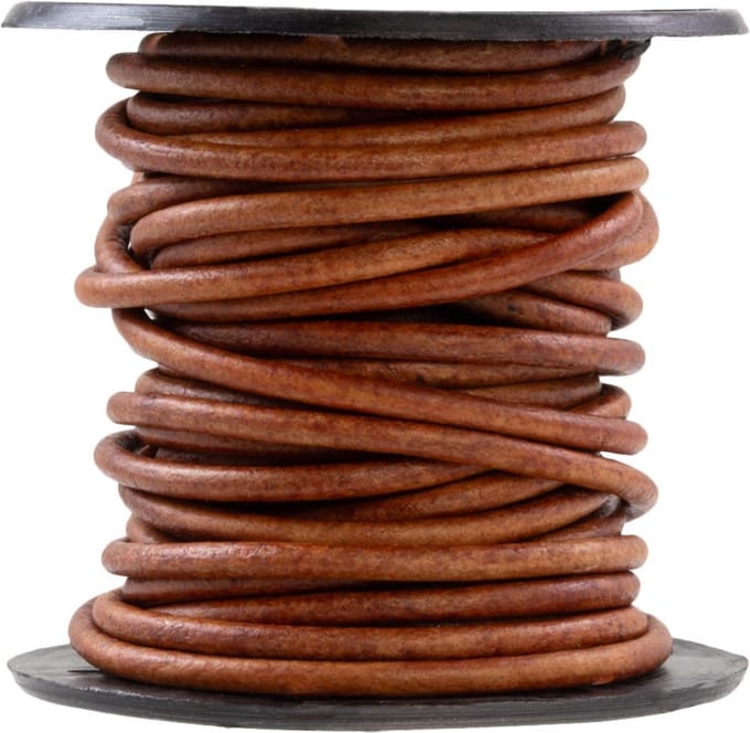 DQ Leer Rond (1 mm) Natural Dye Brown (10 Meter)