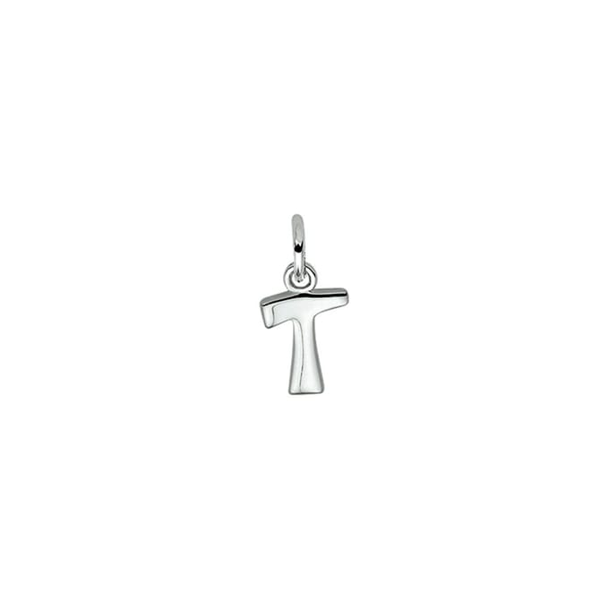 Zilver Gerhodineerde Hanger letter T 1330017