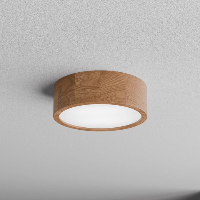 TEMAR LIGHTING Plafondlamp Cleo DR275, IP20, sensor, Ø 28 cm, eikenhout