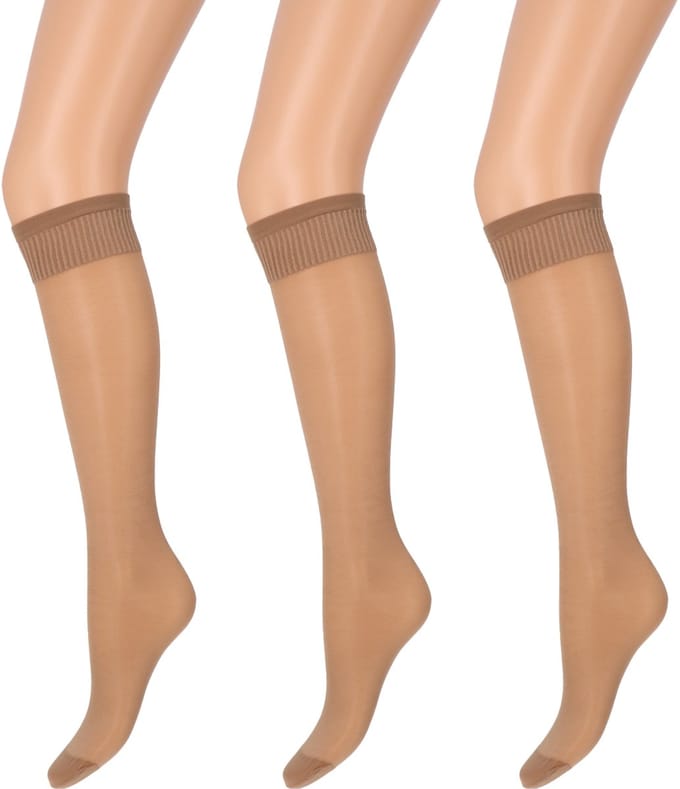 Marianne - Dames Kneehighs Antipress Lycra Panty - 20Den - 3-Pack - Maat One Size - Dune