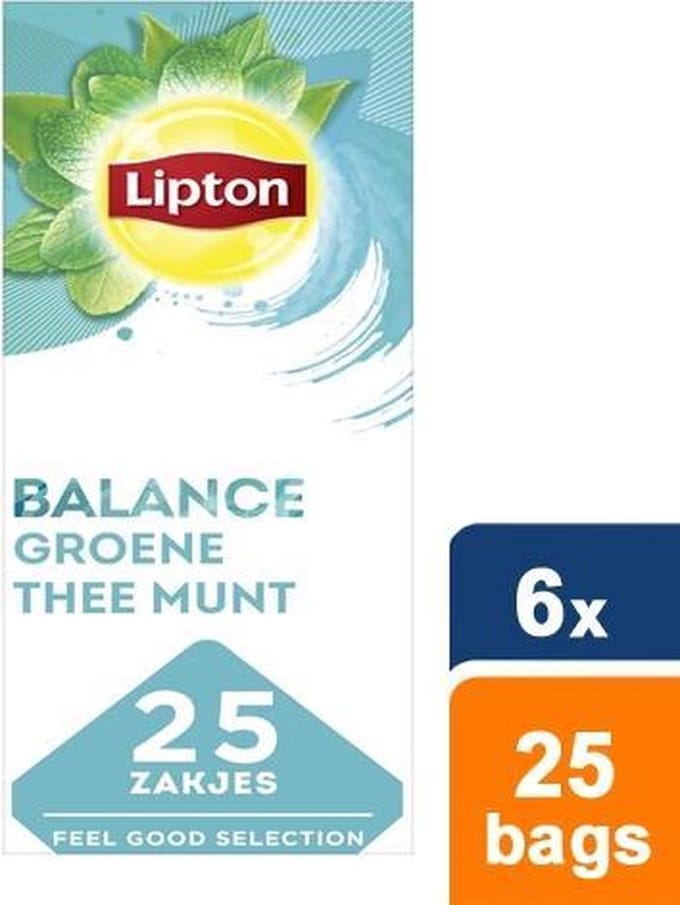 Lipton Feel Good Selection Groene Thee Munt - 6 x 25 zakjes - Voordeelverpakking