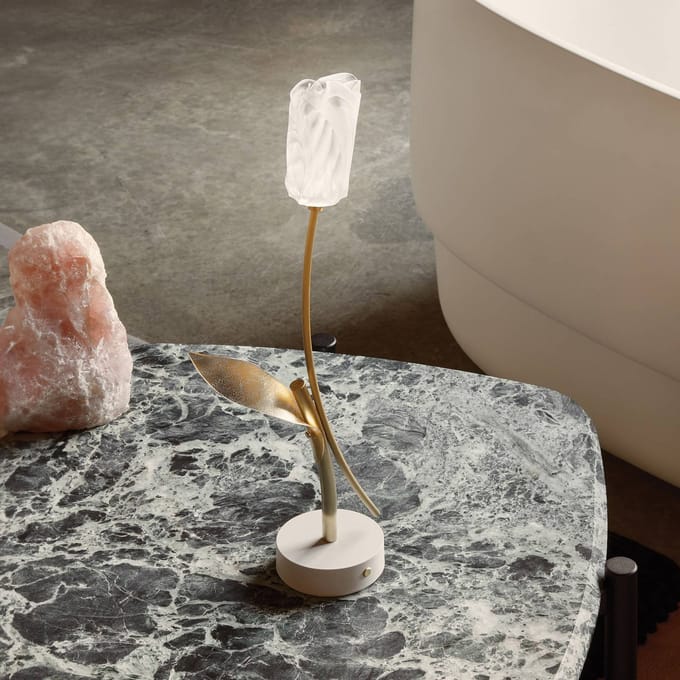 SLAMP Tulip Draagbare Lamp Doorzichtig/ Wit Lampenvoet