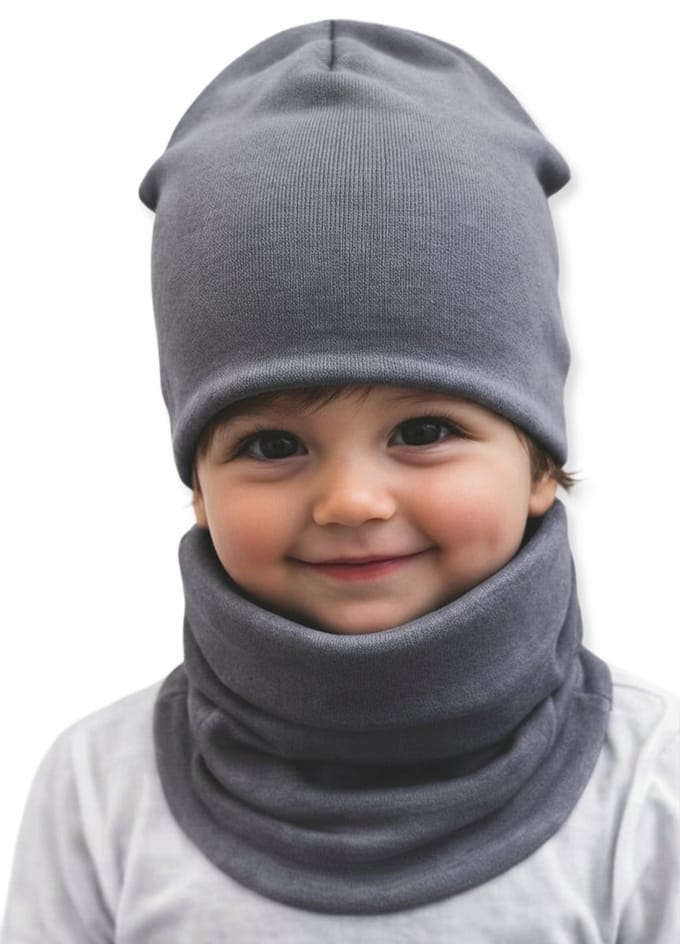 Dartomik - Babymuts en Sjaal Set - Grafiet - 0M+ - Oeko-Tex Gecertificeerd