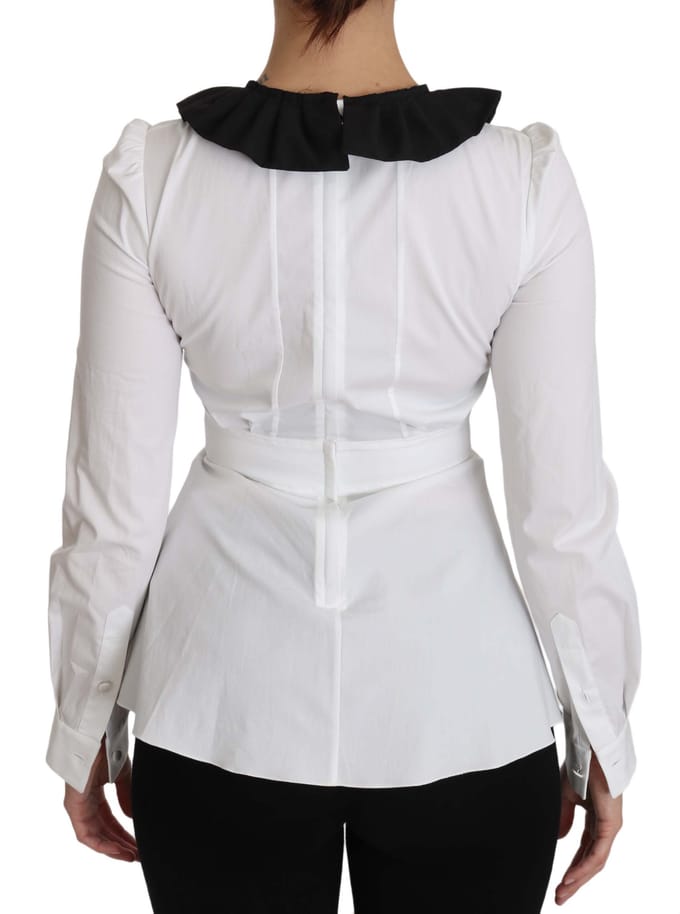 Dolce & Gabbana Witte Kraag Katoenen Lange Mouwen Blouse Top