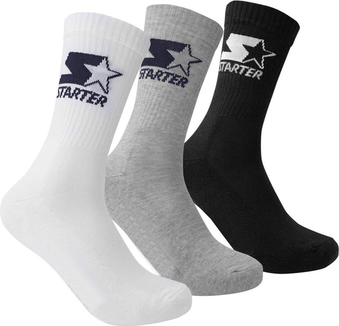 Starter - 3-Pack Crew Socks - Crew Sokken - 43 - 46 - Zwart/Wit/Grijs