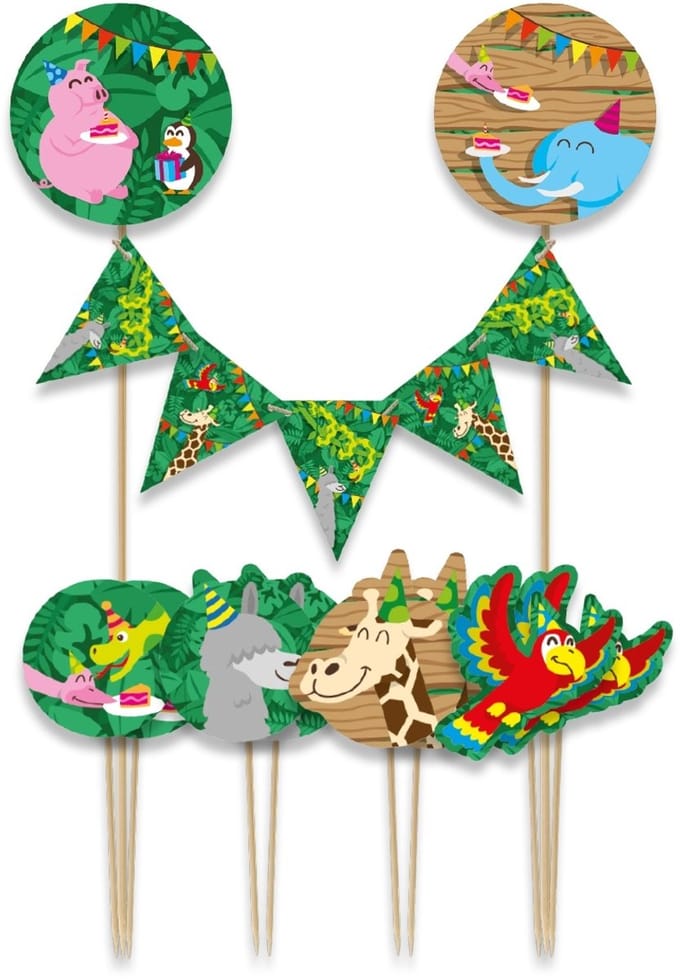 Cake decoratie jungle 9 stuks