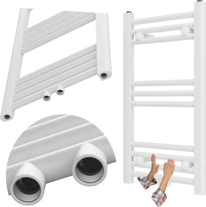 Granitan Badkamerradiator Raven - 70x40cm - Wit - Ladderverwarming - Handdoekradiator