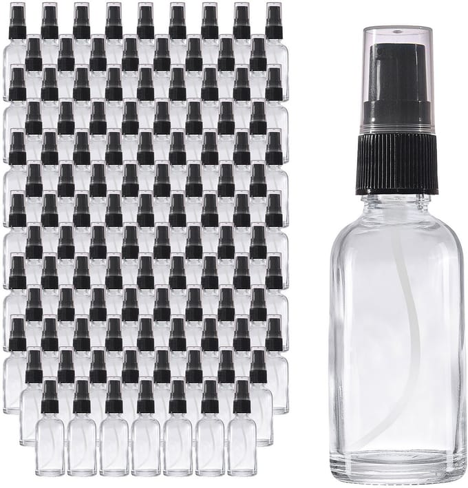 Oputec 143 x 30ml pompflesjes – helder glas crèmespender & lotionspender – navulbaar & herbruikbaar