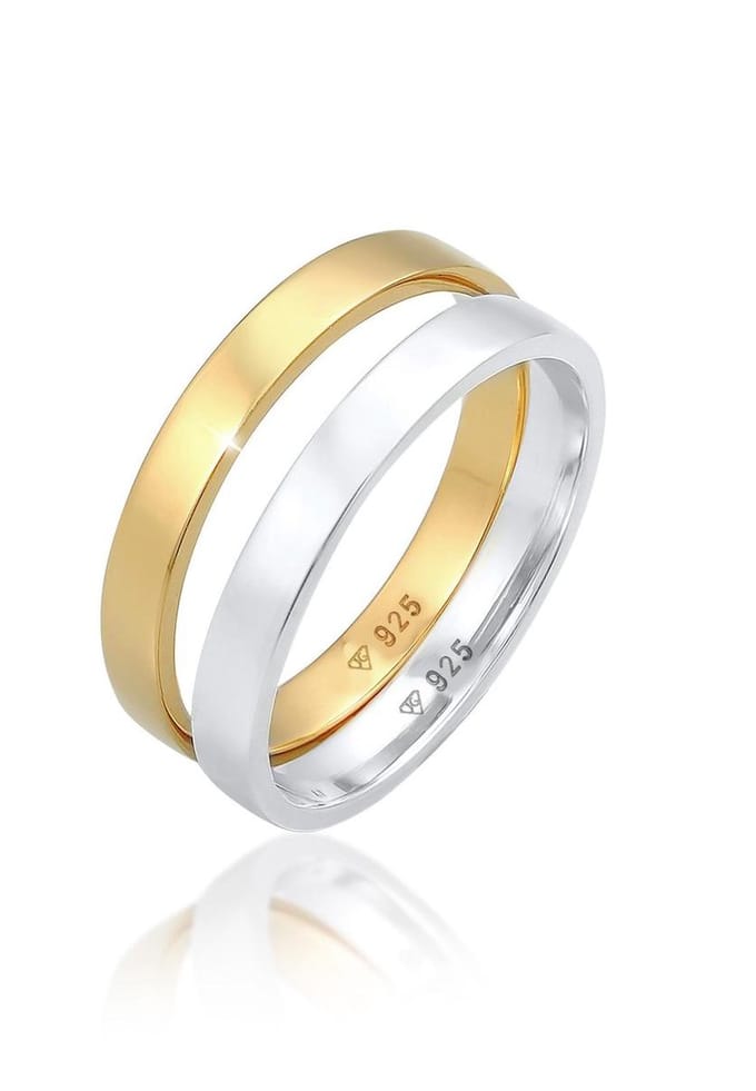 Elli - Ring - Damesring Duo Basic Classic Bi-Color in 925 Sterling Zilver Verguld - Dames