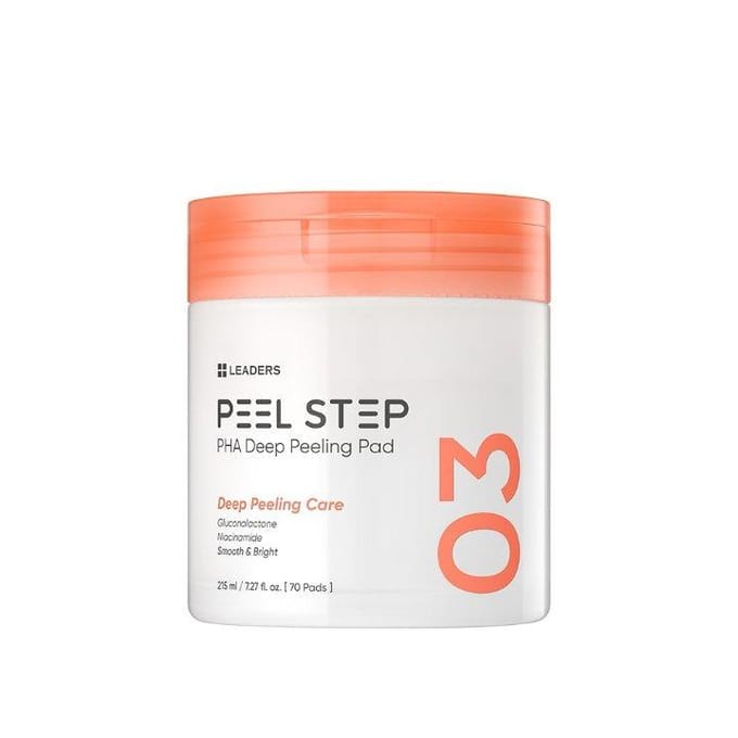 LEADERS Peel Step PHA Pad de Peeling Profond Exfoliant Purifiant 215ml (70 tampons)