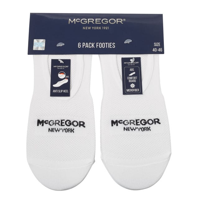 McGregor New York Footies 6-pack White With Anti-slip White Size: 40-46 | Socks Outlet | Heren | Wit
