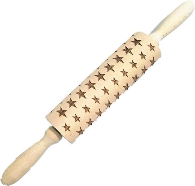 Nixnix® - Kerst Deegroller Ster - Deegroller Kerstmix - Beukenhout 35cm