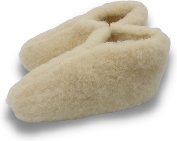 wollen sloffen 100% wol pantoffels - wit - maat 40