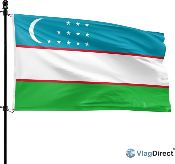 VlagDirect - Oezbeekse vlag - Oezbekistan vlag - 90 x 150 cm