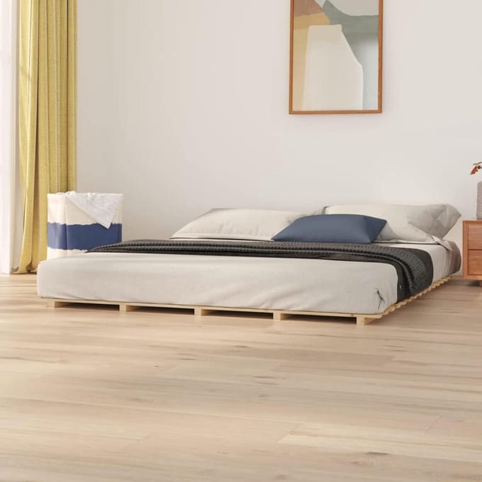 Houten Bedframe - Eenpersoonsbed Bed - Rustig Slapen - Massief Hout - 160x200cm - Bruin
