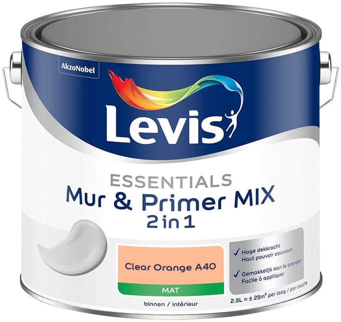 Levis - Essentials Mur & Primer Mix - Clear Orange A40 - Mengverf - 2,5 L