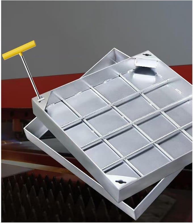 Putdeksel RVS - Afsluiting Riool - Verborgen Afvoer - Naadloze Integratie - 60x60cm - Zilver