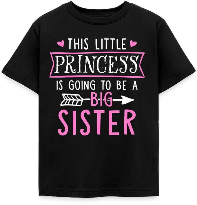 This Princess Is Going To Be A Big Sister Hartjes T-Shirt Kinderen