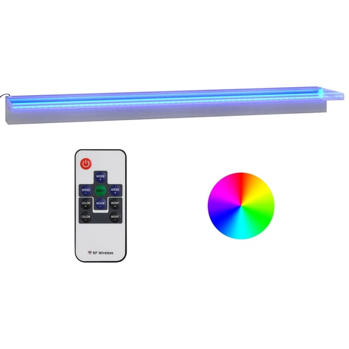 vidaXL - Watervaloverlaat - met - RGB - LED's - 108 - cm - roestvrij - staal
