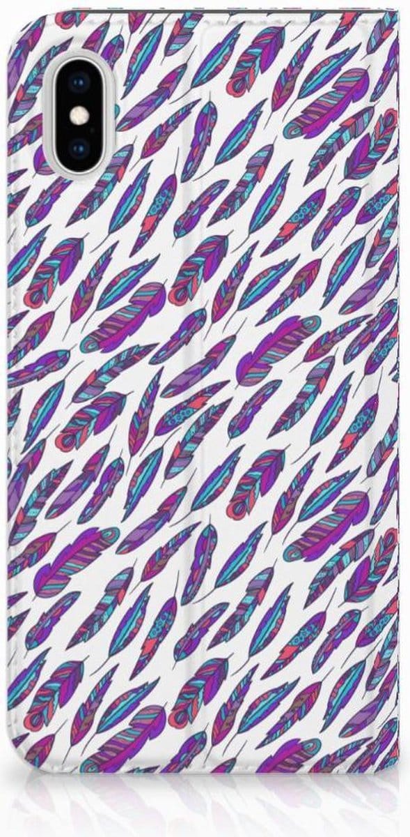 Apple iPhone Xs Max Hoesje met Magneet Feathers Color
