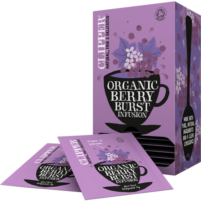 Clipper Berry Burst Tea - fruitige infusion, cafeïnevrij - 25 zakjes
