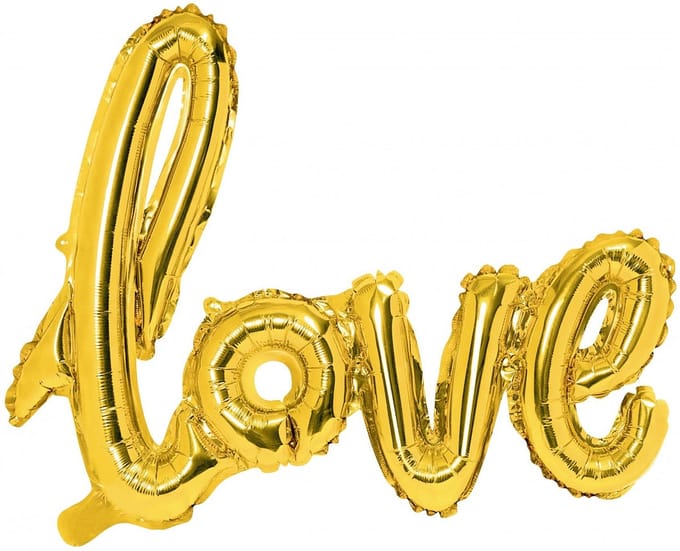 Partydeco - LOVE script folie ballon gold 73 x 59 cm