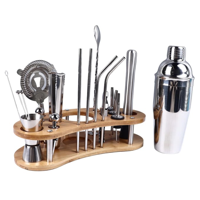20-delige Cocktailshaker Set RVS Veelzijdig Stijlvolle Look Professionele Gemixte Drank Cocktail gray