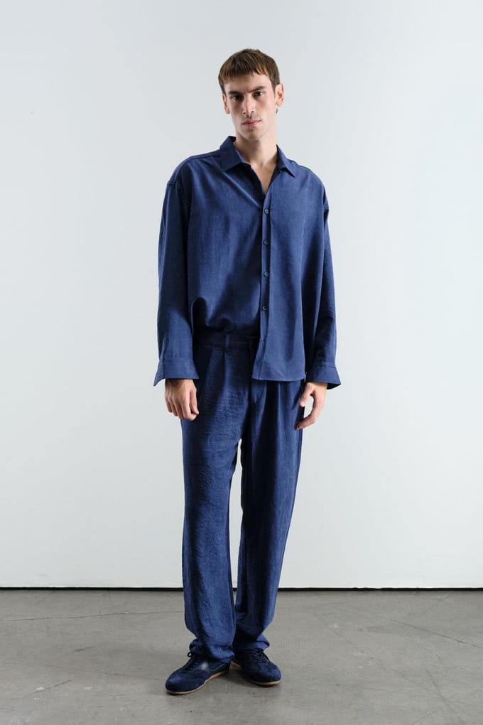 Heren midwaist wijde been gebreide broek