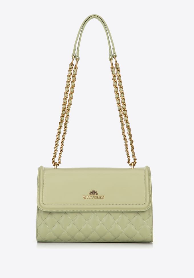 Wittchen Dames Messenger Bag van echt leer met stiksel in pistache