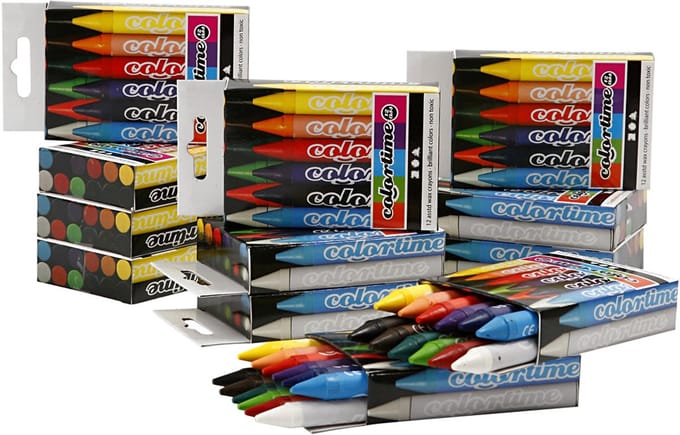 Colortime kleurkrijt, dikte 11 mm, l: 10 cm, diverse kleuren, 12stuks