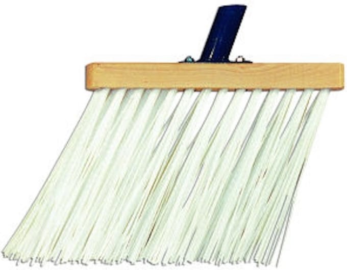 Schuine gootbezem met witte nylon haren | 28 cm