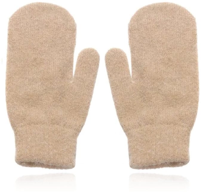 LGT JWLS Beige Gebreide Dameswanten - Luxe Konijnenbont Look