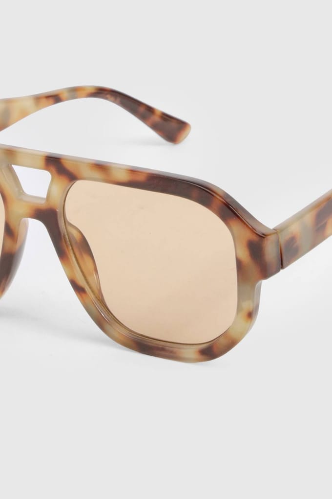 boohoo Dames Oversized Schildpadpatroon Aviator Zonnebril