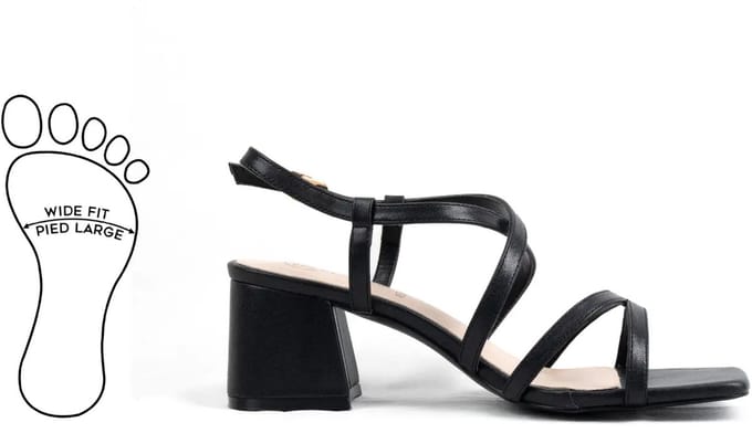 Verstelbare sandalen met brede neus en hak, model H - Eva