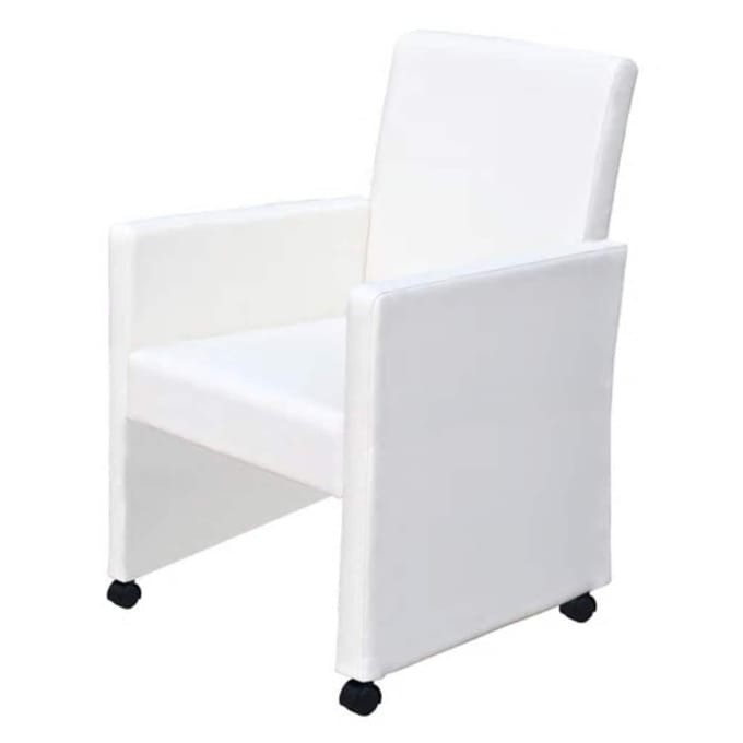 vidaXL - Eetkamerstoelen - 2 - st - kunstleer - wit