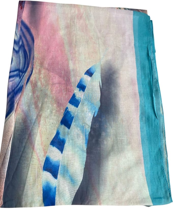 Dames Lange Sjaal X-628 180/85CM turqoise/blauw