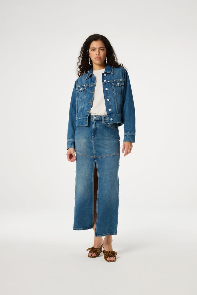 Fabienne Chapot Maya Denim Skirt Medium Aged Maat: 36 | Maxi Rokken Outlet | Dames | Blauw