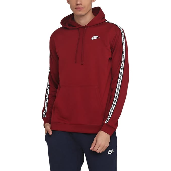 Nike getapete mouwen rode hoodie