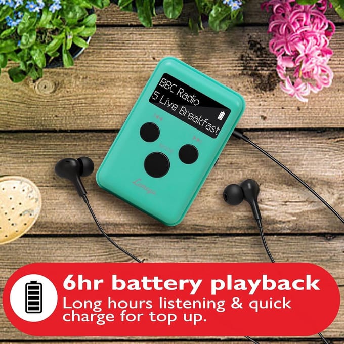 Draagbare DAB+ Radio met Hoofdtelefoon, Oplaadbare Batterij en LCD Display